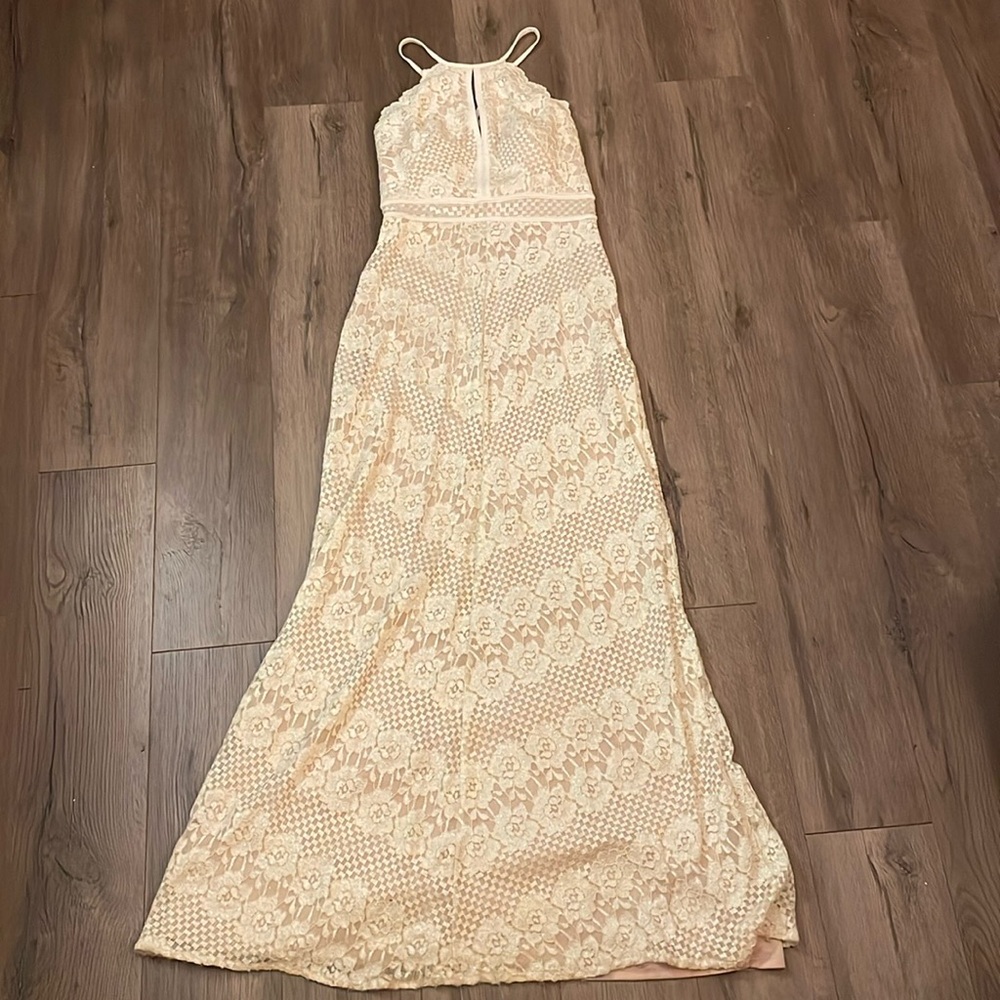 Morgan & Co Ivory Lace Glitter Formal Wedding Dress Size 6
